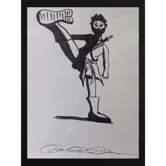High Kick Ninja Illustration Ink on Paper Hand-drawn Original Artwork 9 x 12" - Picture 1 of 2